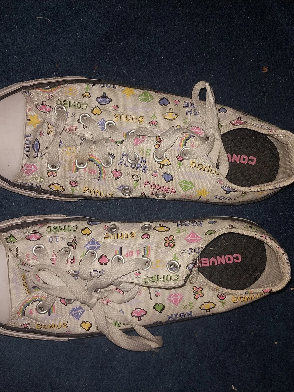 Converse Kids White Canvas Sneakers with Multicolor Pixel Graphics